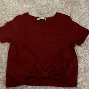 Red hollister top with bottom scrunch